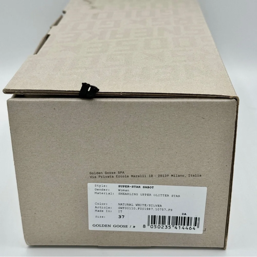 NWT Golden Goose Superstar Sabot Shearling Glitter Sneaker Mule Natural / Silver - Picture 10 of 16